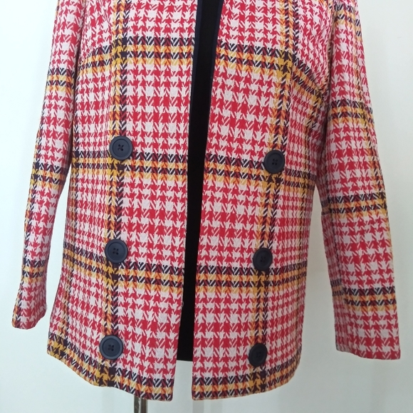 Vintage union made plaid double Knit open front jacket - Picture 4 of 12